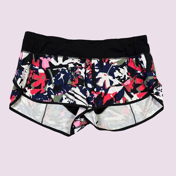 Lululemon Speed Up Running Workout Short Colorful Floral Graphic Print Size 10 - Picture 1 of 4